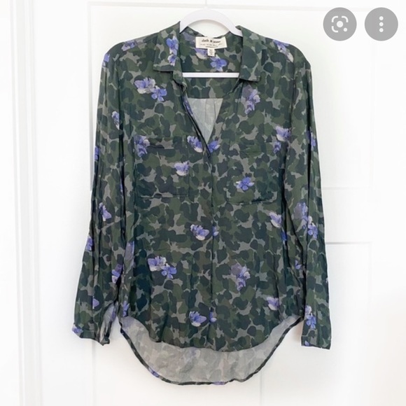 COPY - Anthropologie Cloth & Stone Camo Floral Button Front Blouse Green Gray S… - Picture 9 of 9